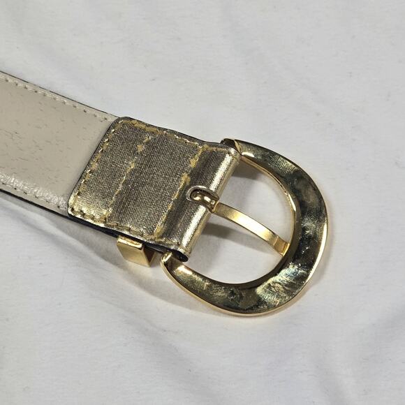 Paloma Picasso X Gold Metallic Kiss Belt Leather Made in Italy VTG Size L/80 - Picture 8 of 14